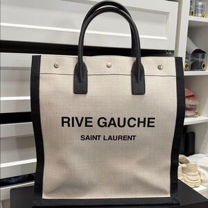 Saint Laurent Rive Gauche Tote - Black and Cream Tote NEW